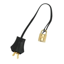 エルメス クロシェット カデナ カギ2 アルデンヌ レザー ブラック ゴールド金具 鍵ナンバー107 バッグ用アクセサリー ブランド小物 HERMES 6512284m【中古】