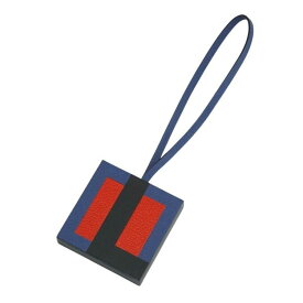 【極美品】HERMES レトル オ カレ バッグチャーム イニシャル L キーホルダー エプソン シェーブル レザー ネイビー レッド ブランド小物 エルメス 6525518m【中古】