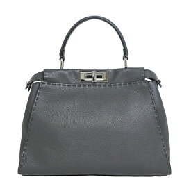フェンディ FENDI セレリア ミディアム ピーカブー 8BN290 Q0J カーフレザー グレー ハンドバッグ レディース 6493586m 【中古】