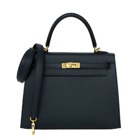 【美品】 エルメス ケリー25 外縫い ヴォーエプソン ブルーインディゴ ゴールド金具 Y刻 ハンドバッグ ショルダーバッグ HERMES 6564228h【中古】