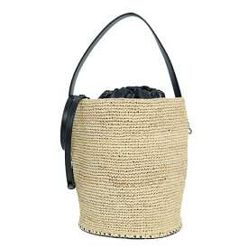 【美品】JIL SANDER ジルサンダー ラフィア レザー バケットバッグ カゴバッグ ショルダーバッグ 巾着 ハンドバッグ 2WAY ナチュラル ブラック 黒 6s38720m 【中古】