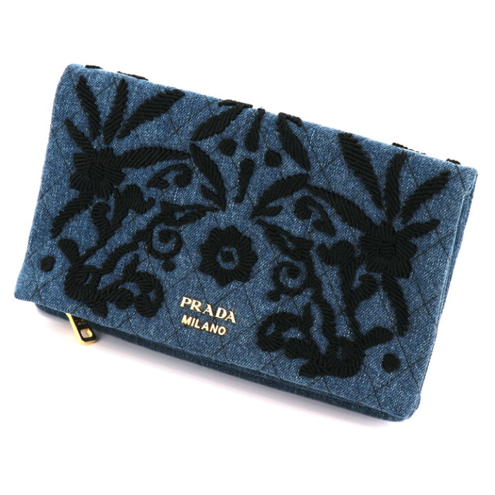 楽天市場】【中古】プラダ デニム 刺繍 レディース財布 クラッチバッグ 