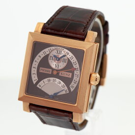 【中古】ピエールクンツ　メンズ腕時計 　レトログラード　セコンドデイト　PKL015SDR　K18ピンクゴールド　ブラウン　チョコレート文字盤　sw23-0459-G