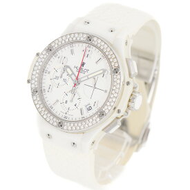 【中古】HUBLOT　ウブロ　ビッグバン　アスペン　ダイヤベゼル　クロノグラフ　メンズ ウォッチ　腕時計　　HU341.CL.230.RW.114　ステンレススチール×セラミック×ラバー　ホワイト 4908125JI
