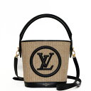 【極美品】LOUIS VUITTON ルイヴィトン プティ・バケット ハンドバッグ レディースバッグ ショルダーバッグ M59961 ラフィア ベージュ ブラック 4281622J 【中古】