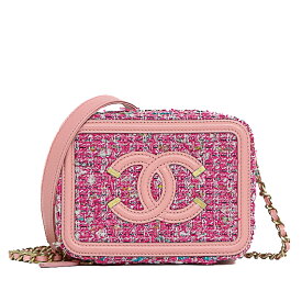 【美品】CHANEL シャネル CCフィリグリー ココマーク ミニ チェーンショルダーバッグ A84452 ツイード レザー ピンク系 ゴールド金具 クロスボディバッグ レディースバッグ ブランドバッグ 4282228J 【中古】