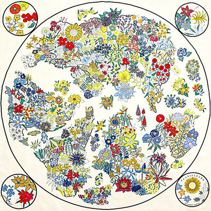 楽天市場】【美品】HERMES エルメス カレ90 スカーフ PLANIFLEURS  