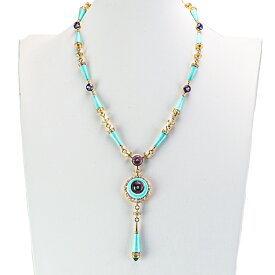 【極美品】BVLGARI ブルガリ カクテル ペンダント ネックレス ターコイズ エメラルド アメシスト ダイヤモンド 750 イエローゴールド K18YG ブランドジュエリー 3s78020H 【中古】