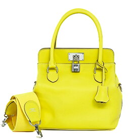 【美品】HERMES ツールボックス 20 ハンドバッグ 2way ショルダーバッグ D刻 スイフト ライム イエロー系 シルバー金具 ブランドバッグ 4s66843JF3【中古】
