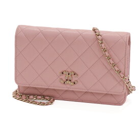【極美品】シャネル CHANEL マトラッセ チェーンウォレット ココマーク レディースバッグ クロスボディ クラッチバッグ ショルダーバッグ AP3600 グレインドカーフ（キャビアスキン）シャンパンゴールド金具 ピンク 4518737J 【中古】