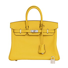 【未使用品】HERMES エルメス バーキン25 ハンドバッグ ヴィースイフト W刻 サン イエロー系 シルバー金具 レディースバッグ ブランドバッグ 5052322H【中古】