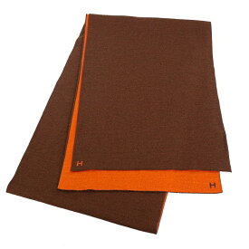 HERMES エルメス Aller-Retour アレ ルトゥール マフラー リバーシブル カシミア シルク ブラウン オレンジ メンズ・レディースマフラー ストール ブランド小物 5054722M【中古】