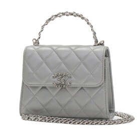 【極美品】 CHANEL AP3237 シャネル トップハンドル チェーンショルダー レディースバッグ マトラッセ ショルダーバッグ ハンドバッグ AP3237 B10307 94305 2023SS レザー グレー 5007835J 【中古】