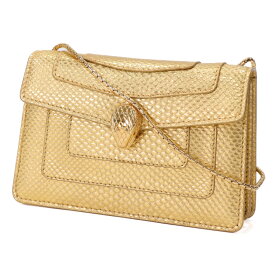 【極美品】 BVLGARI 290619 ブルガリ セルペンティ フォーエバー レディースバッグ ショルダーバッグ モルテンカルングレザー ヘビ革 ゴールド 5054011J 【中古】