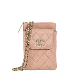CHANEL シャネル マトラッセ フォンケース ミニ チェーンショルダーバッグ AP1191 ラムスキン ピンク ゴールド金具 ショルダーポーチ レディースバッグ ブランドバッグ 5071416J【中古】