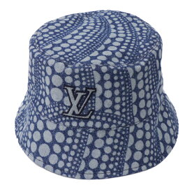【極美品】LOUIS VUITTON ルイヴィトン バケット ハット 帽子 草間彌生 パンプキンドット リバーシブル 男女兼用ハット M7066L 2023年 コットン デニム ブルー サックス 5079618M 【中古】