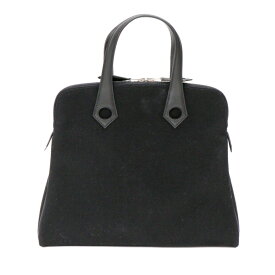 【美品】HERMES エルメス サックイブ— PM メンズバッグ ハンドバッグ 2006年 □J刻印 トワルアッシュ レザーシルバー金具 ブラック ブランドバッグ 5087020M 【中古】