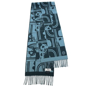 【美品】HERMES マフラー ブリッド ドゥ ガラ 無秩序 ストール ブルーユサール ブルーブリュム カシミア100％ メンズ レディースマフラー ブランド小物 5107935M【中古】