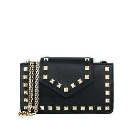 VALENTINO GARAVANI ロックスタッズ チェーンショルダーバッグ フォンケース RW2PQ13BOL カーフレザー ブラック ゴールド金具 ミニバッグ レディース ブランドバッグ 5s10815M【中古】