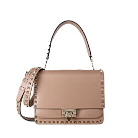 VALENTINO GARAVANI ロックスタッズ ショルダーバッグ 3way ハンドバッグ クラッチ カーフレザー ピンクベージュ ゴールド金具 レディースバッグ ブランドバッグ 5s23245M【中古】
