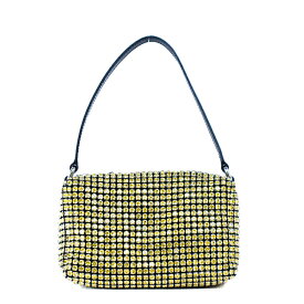 【美品】Alexander Wang アレキサンダーワン HEIRESS ラインストーン メッシュ ポーチ ミニバッグ ハンドバッグ 2019P0813J クリスタルガラス レザー イエロー ブラック レディースバッグ ブランドバッグ 5s24232M【中古】