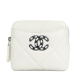 CHANEL ディズヌフ シャネル19 フラグメントケース コインケース カードケース AP2086 ラムスキン ホワイト ブラック 小銭れ カード入れ 財布 ブランド小物 5s24950MS【中古】