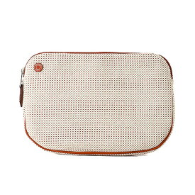 【未使用品】HERMES エルメス エシャペ ポーチ コニャック トワルH パイピングレザー 小物入れ コスメポーチ マルチケース ブランド小物 5s25720M【中古】