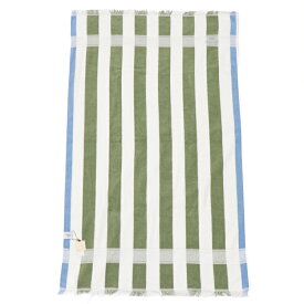 【極美品】HERMES バスタオル ヨッティング ストライプ YACHTING STRIPE PM 103701M コットン ALOES+WHITE+AZUR (アロエ+ホワイト+アズール) 5211919M【中古】
