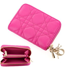 【美品】Christian Dior レディース コインケース ラウンドファスナー コンパクト財布 97/MA/0232 レザー ピンク ブランドコインケース 小銭入れ 5212331M