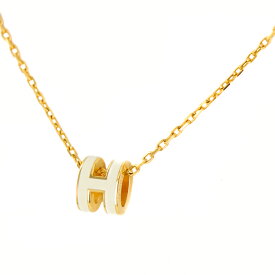 【極美品】HERMES ポップアッシュ レディースジュエリー ネックレス ペンダント Hネックレス メタル ラッカー ゴールド ホワイト ブランドジュエリー 5232550M【中古】