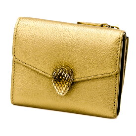 【極美品】BVLGARI セルペンティ フォーエバー レディース財布 三つ折り コンパクト財布 レザー ゴールド 5242334M【中古】