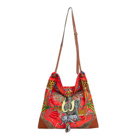 【美品】HERMES シルキーシティ ザンベジ川の行進 レディースバッグ ショルダーバッグ X刻印 2016年 シルク ヴォーバレニア オレンジポピー フォーブ ブランドバッグ 5289111J【中古】