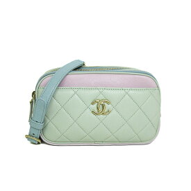 【美品】CHANEL マトラッセ ウエストバッグ レディースバッグ ボディバッグ 2020年 レザー ペールグリーン ブルー ピンク ブランドバッグ 5289623J