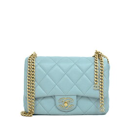【極美品】CHANEL マトラッセ ダブルチェーンショルダー レディースバッグ ショルダーバッグ ラムスキン レザー 水色 ブランドバッグ 5289744J【中古】