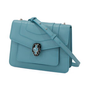 【極美品】BVLGARI セルペンティ フォーエバー スネーク レディースバッグ クロスボディ チェーンショルダー ショルダーバッグ レザー シルバー金具 ブルー 5314795M ブランドバッグ【中古】