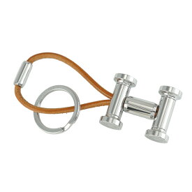 【極美品】HERMES モビールH キーホルダー キーリング チャーム 男女兼用 メタル レザー シルバー ブラウン 5315824M ブランド小物 【中古】