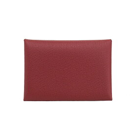 【未使用品】HERMES カルヴィ デュオ ヴェルソ カードケース コインケース ヴォーエプソン ルージュグレナ モーヴシルベストル U刻 ミニ財布 小銭入れ カードホルダー 名刺入れ 5330647MN【中古】
