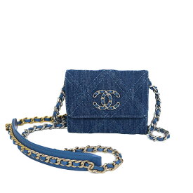 【美品】CHANEL 19 チェーンウォレット レディースバッグ チェーン ショルダーバッグ AP1787 デニム レザー ブルー ブランドバッグ 5336821JN【中古】