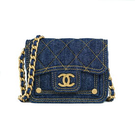 【極美品】CHANEL マトラッセ チェーンウォレット レディースバッグ チェーンショルダー ショルダーバッグ AP3349 デニム レザー ブルー ブランドバッグ 5337034JO
