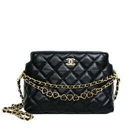 【極美品】CHANEL マトラッセ チェーンショルダーバッグ レディースバッグ ショルダーバッグ ラムスキン レザー ブラック ブランドバッグ 5337248JC4【中古】
