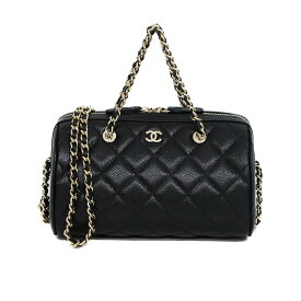 【極美品】CHANEL マトラッセ タイムレスクラシック ライン ミニボストン レディースバッグ チェーンショルダーバッグ AP4474 キャビアスキン レザー ブラック ブランドバッグ 5337557JC4【中古】