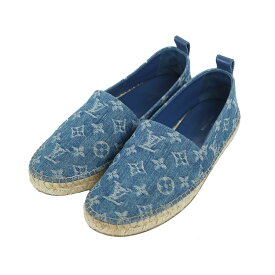 LOUIS VUITTON モノグラムデニム エスパドリーユ インディゴブルー 37.5 LVロゴ フラットシューズ 靴 ブランドシューズ 5s39820MF5【中古】