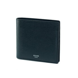 CELINE 二つ折り財布 札入れ コンパクトウォレット 10B65 レザー ダークネイビー 濃紺 ブランドウォレット 5s42410MT【中古】