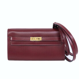 【美品】HERMES ケリー トゥーゴー ロングウォレット ショルダーバッグ 長財布 ボックスカーフ ルージュアッシュ ゴールド金具 K刻 ショルダーウォレット ブランドウォレット 5s42960JP【中古】