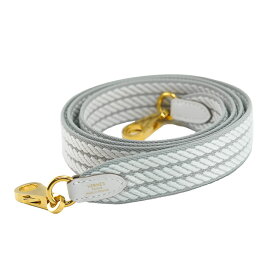 【美品】HERMES バンドリエール サングルコルタージュ 25mm ショルダーストラップ トワル スイフト グリスパール ゴールド金具 K刻 バッグ用アクセサリー ブランド小物 5s43812JK【中古】