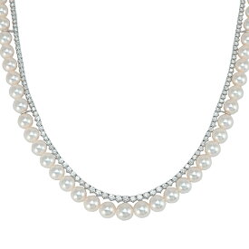 【美品】 タサキ ダイヤ 5.54ct アコヤ真珠 6.6-8.9mm 2連 チョーカー ネックレス K18WG テニスネックレス パール ジュエリー TASAKI 【中古】 6194212hm-X