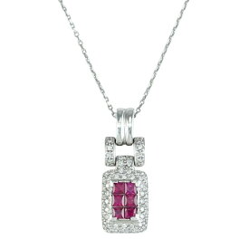 【中古】 K18WG 42cm 8.2g ミステリーセッティング ルビー 1.00ct ダイヤ 0.50ct ネックレス ペンダント ホワイトゴールド 6319784mm-L