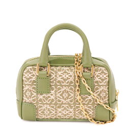 【極美品】LOEWE アマソナ ナノ レディースバッグ 2WAYバッグ ハンドバッグ ショルダーバッグ A039U96X02 キャンバス レザー カーキ ブランドバッグ 5362267MS【中古】