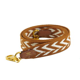 【美品】HERMES バンドリエール サングルカヴァル 25mm ショルダーストラップ トワル スイフト ブラウン ホワイト ゴールド金具 B刻 バッグ用アクセサリー ブランド小物 5363511J【中古】