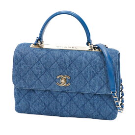 【美品】CHANEL マトラッセ デニムトップハンドルバッグ レディースバッグ 24番台 ショルダーバッグ 2Way ハンドバッグ シャンパンゴールド金具 ブルー 5393430JC5 【中古】